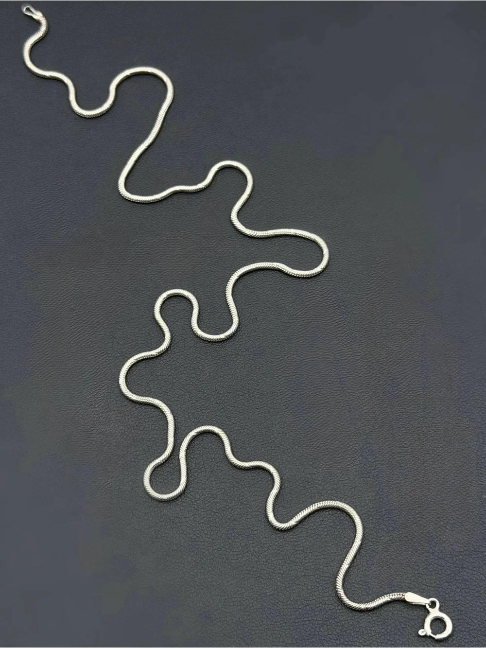 Vintage Italy 925 Sterling Silver Solid Snake Link Chain Necklace 18” 2mm